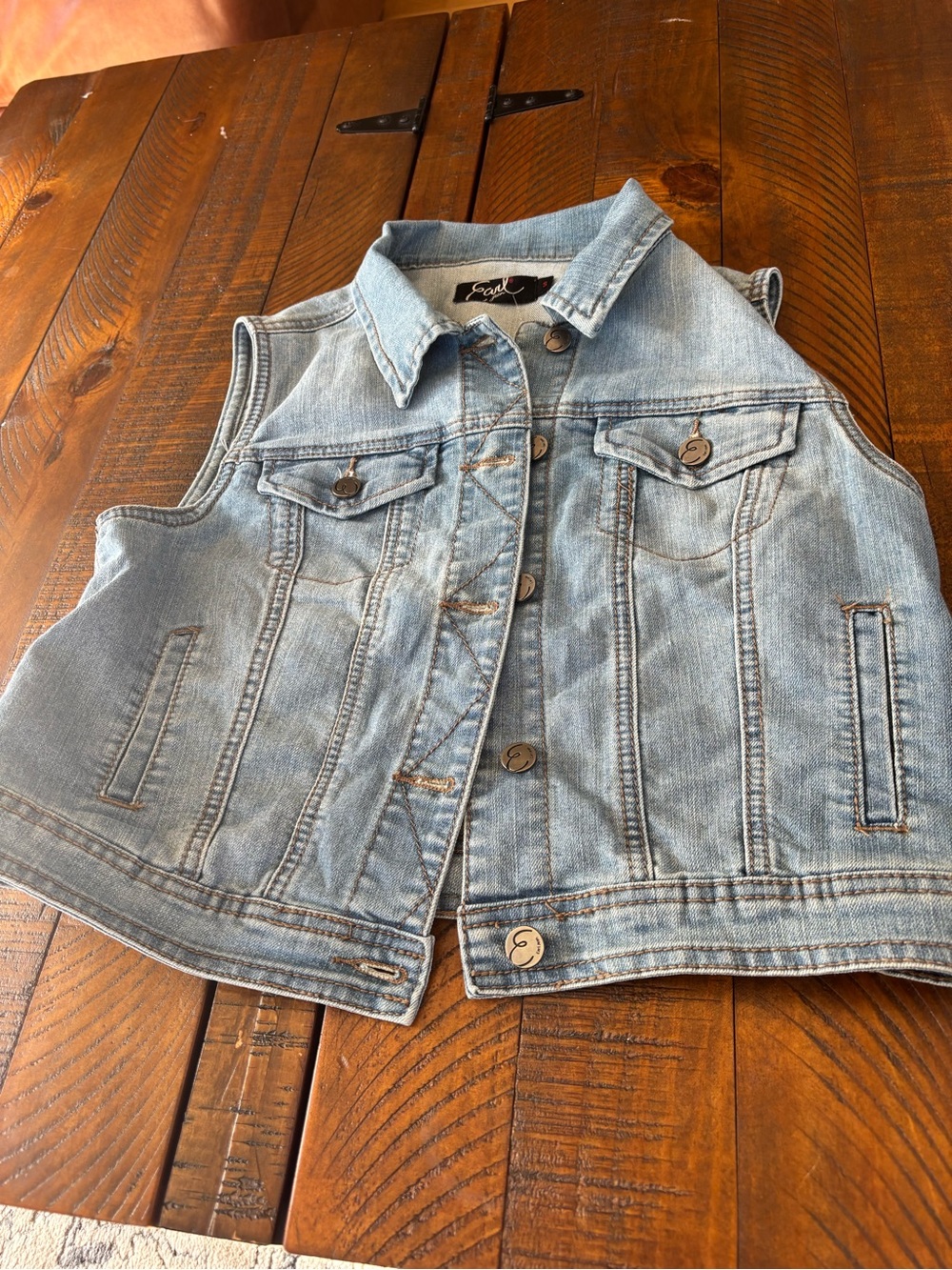 Earl Jeans Faded Light Blue Denim Vest